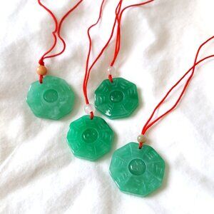 Jade Set 4 Bagua floating ball 18K gold plated 925 silver bail and 1 bracelet